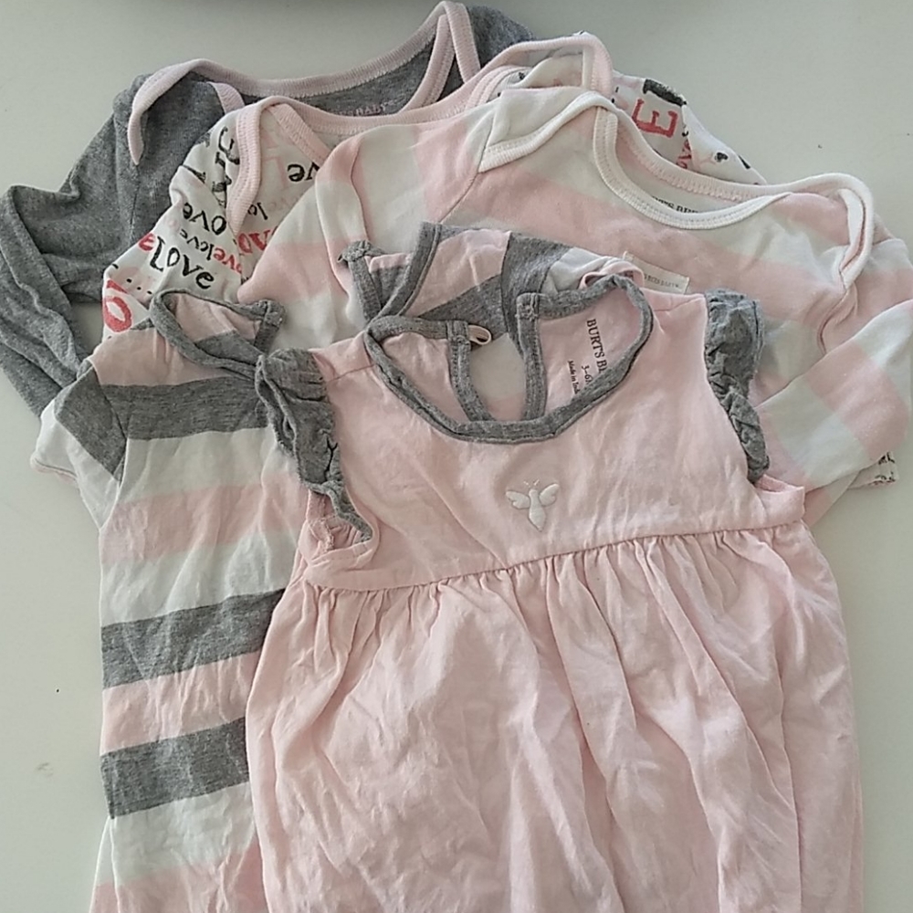 Burt's Bees Organic Cotton baby girl onesie lot